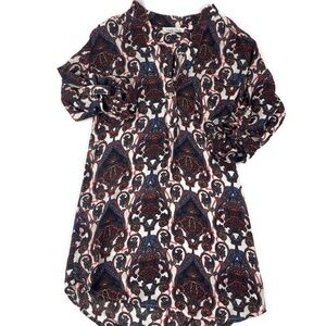 Wishful Park Womens Blouse White Orange Paisley Sm
